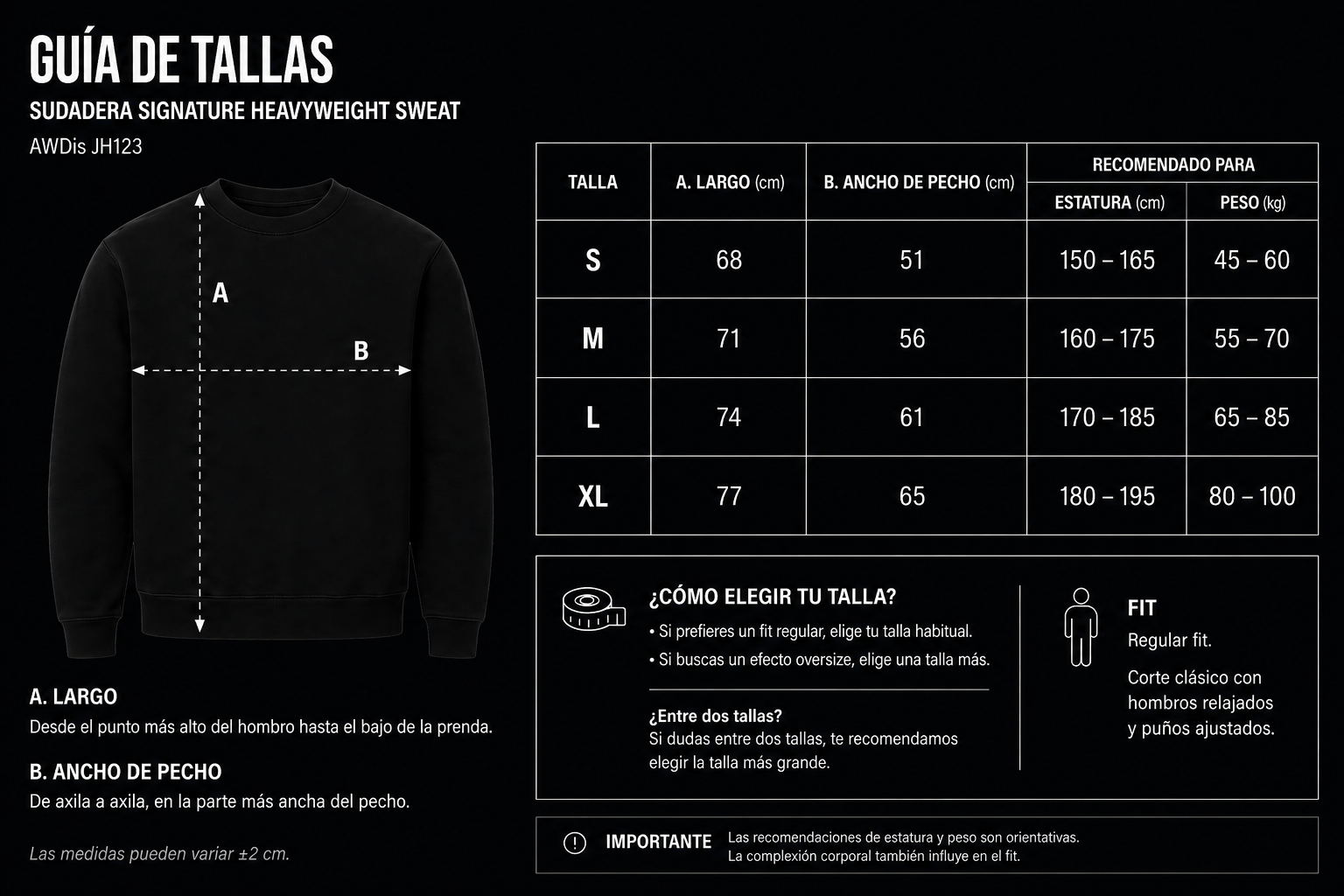 Tabla de tallas